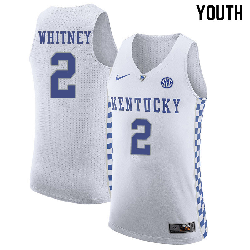 Youth #2 Kahlil Whitney Kentucky Wildcats College Basketball Jerseys Sale-White - Click Image to Close